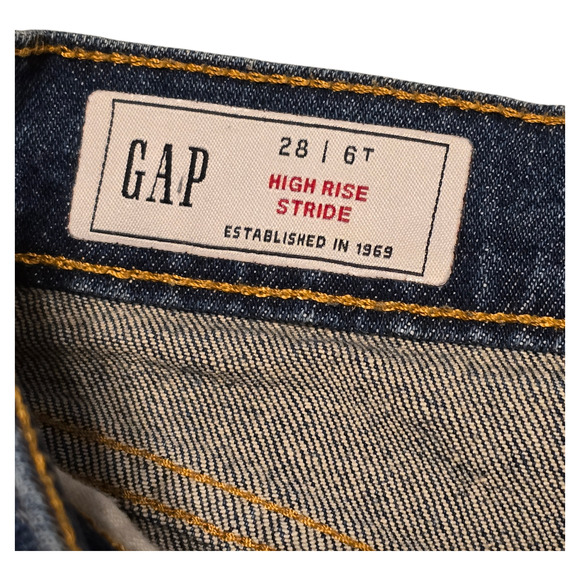 Gap High Rise Stride Wide Leg Jeans Womens Size 6T Blue Stretch Casual Capsule - Picture 3 of 14